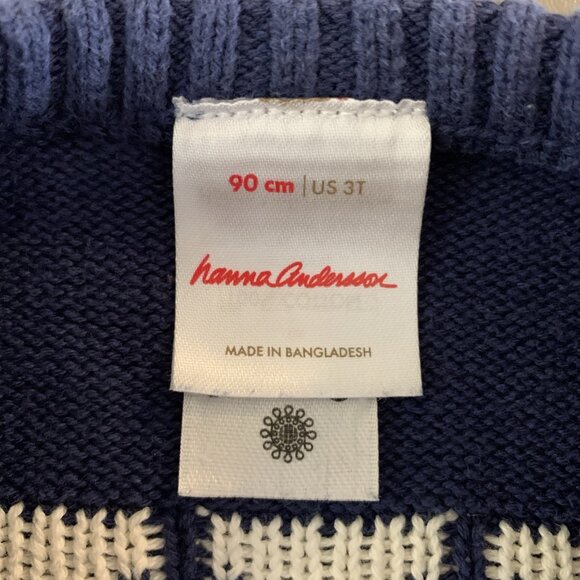 Hanna Andersson 90 3T Holiday Sweater Navy Trees Christmas Pullover Fair Isle - Picture 2 of 12